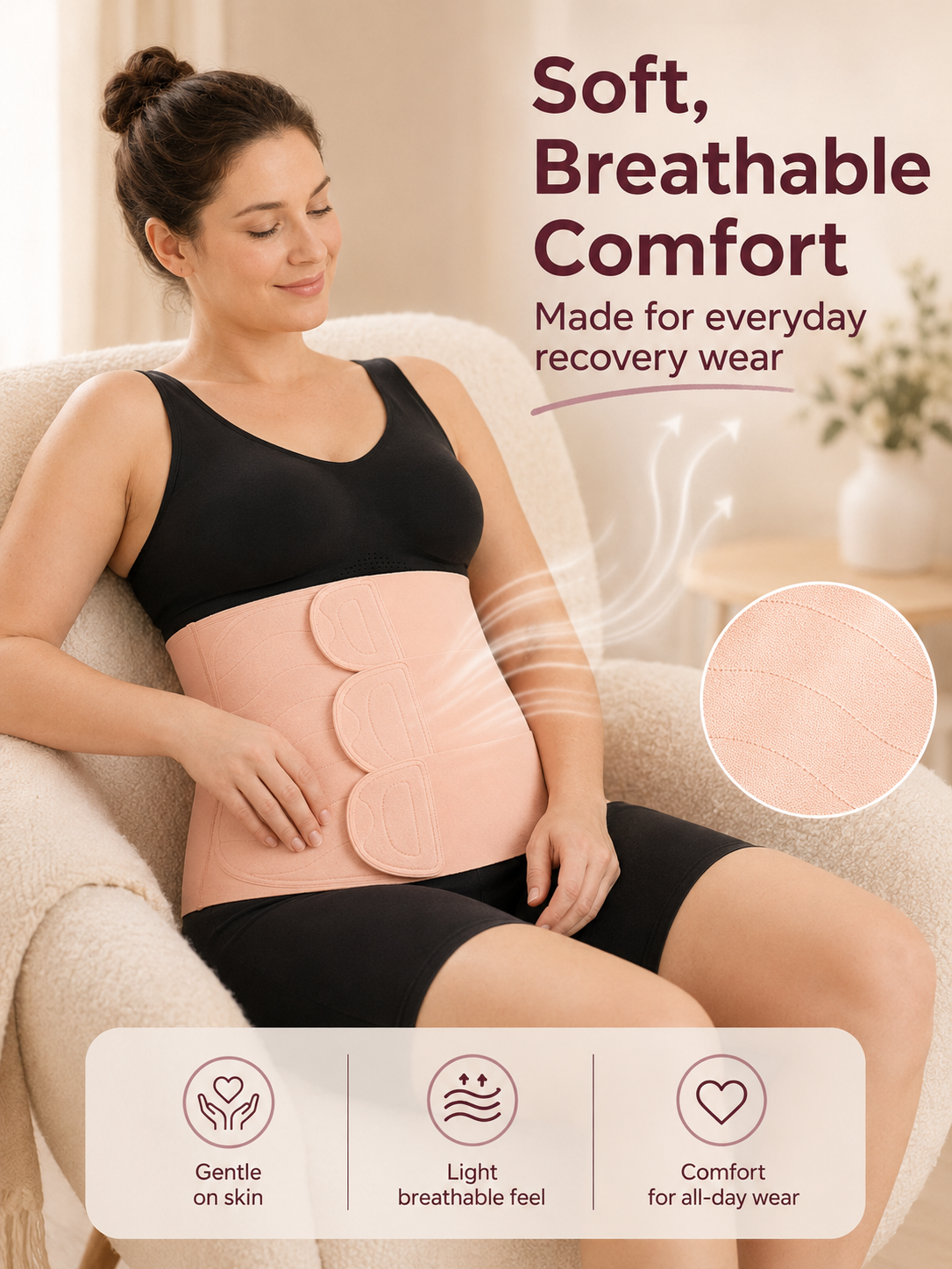 BelleVie RestoreWrap™ Three-Panel Adjustable Cotton Wrap