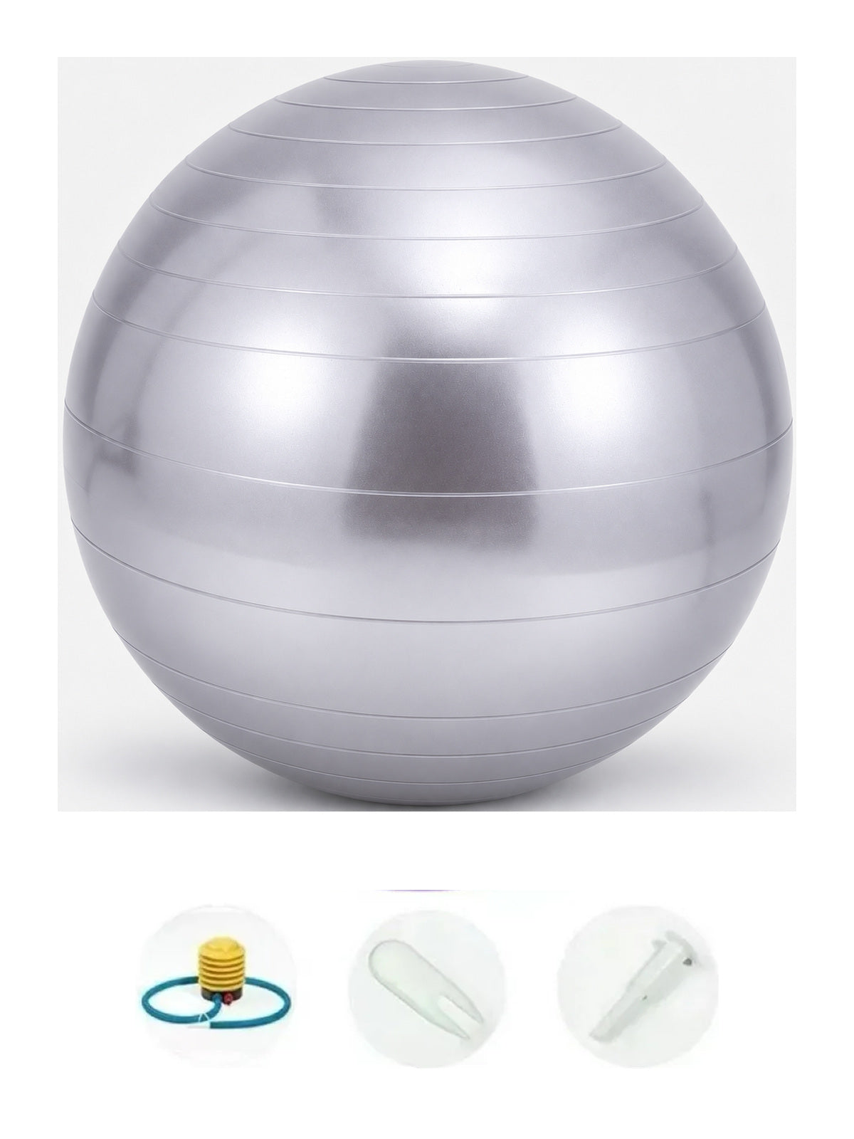 Grey BelleVie BumpFlow exercise and yoga ball with included pump and accessories