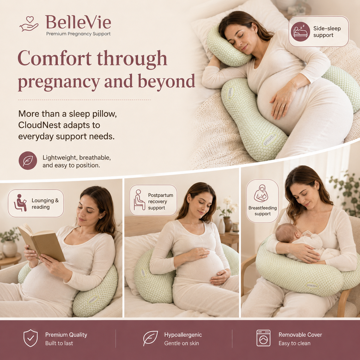 BelleVie CloudNest™ Adjustable Split Comfort Pillow