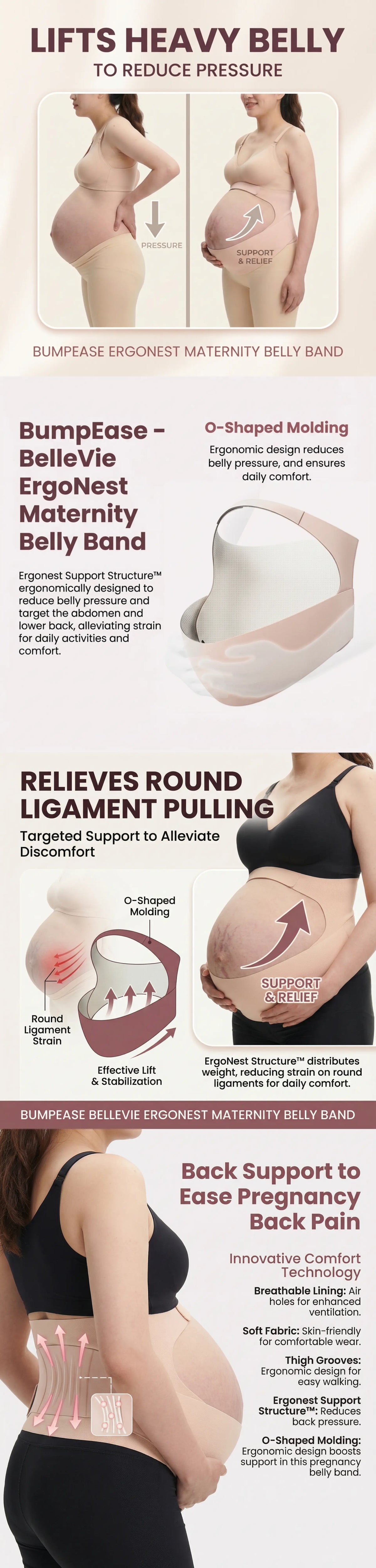 BelleVie BumpEase ErgoNest™ Adjustable Belly Support Band